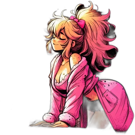 jacket, dress, staff, hair transparent PNG cut-out