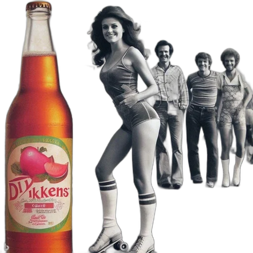 bottle, 1970s-style, advertisement, features transparent PNG cut-out