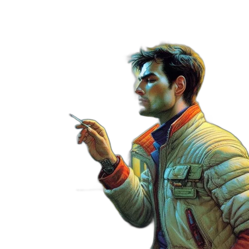 jacket, face, robot, weapon transparent PNG cut-out