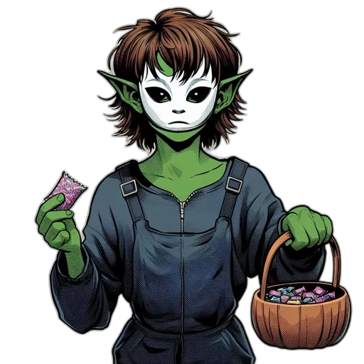 mask, staff, creature, fantasy art transparent PNG cut-out