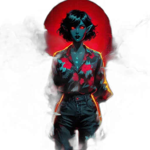 dress, concept art, comic book art, cyberpunk transparent PNG cut-out