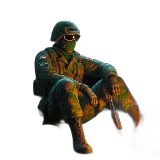 jacket, weapon, staff, mask transparent PNG cut-out