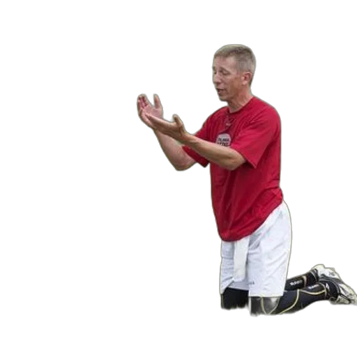 man, red, shirt, white transparent PNG cut-out