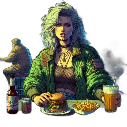 jacket, food, cyberpunk, concept art transparent PNG cut-out