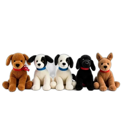 animal, collection, six, plush transparent PNG cut-out