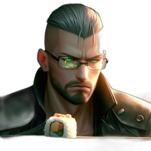 jacket, weapon, face, staff transparent PNG cut-out