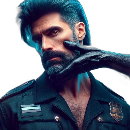 hair, cyberpunk, comic book art, concept art transparent PNG cut-out