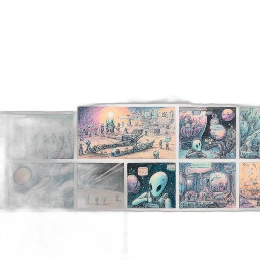concept art, watercolor, fog, outer space transparent PNG cut-out