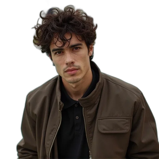 jacket, hair, face, staff transparent PNG cut-out