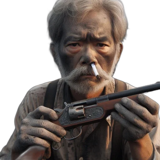 weapon, staff, face, photorealistic transparent PNG cut-out