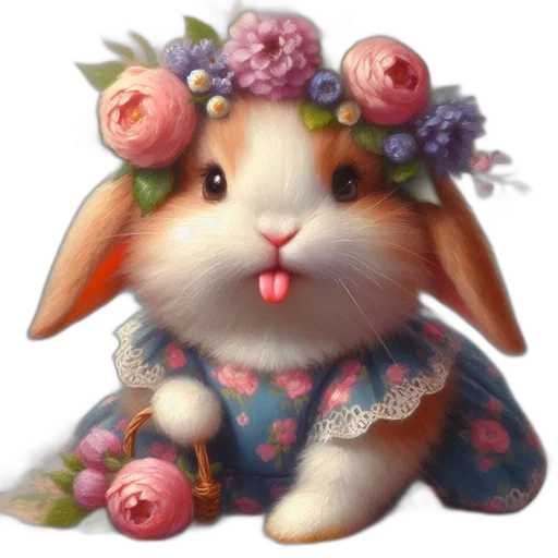 flower, photorealistic, oil painting, fantasy art transparent PNG cut-out