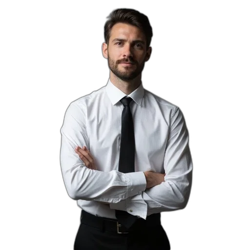 staff, face, jacket, dress transparent PNG cut-out