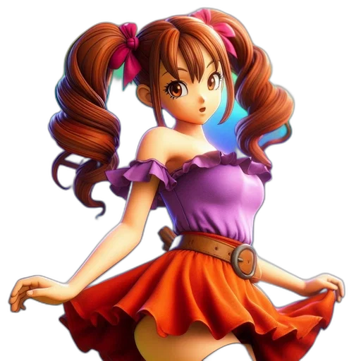 dress, staff, 3d render, anime transparent PNG cut-out