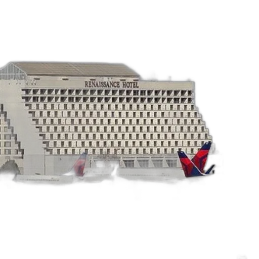 building, 3d render, delta, airplanes transparent PNG cut-out
