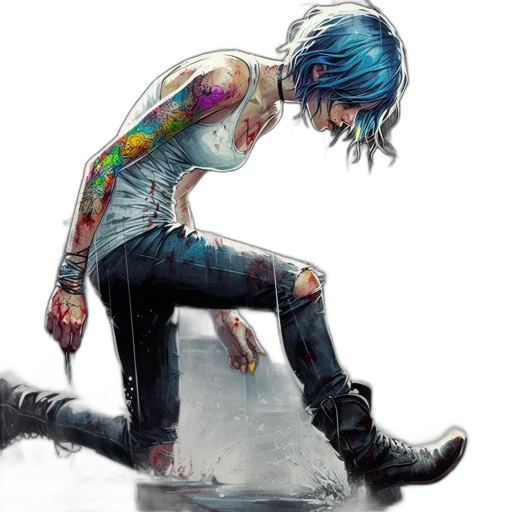 concept art, watercolor, comic book art, cyberpunk transparent PNG cut-out