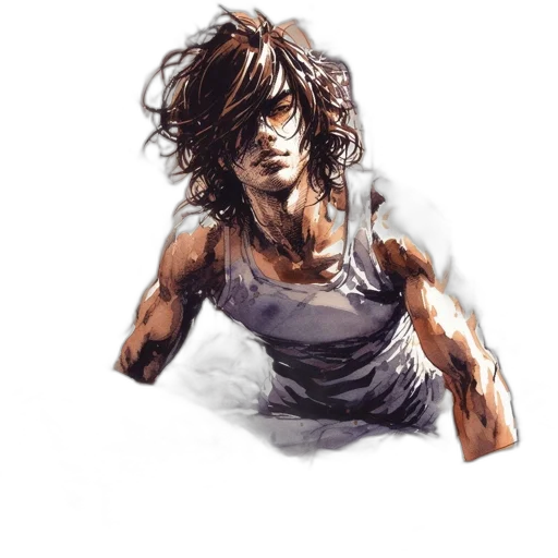 hair, weapon, face, comic book art transparent PNG cut-out