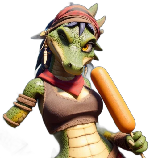 dragon, staff, concept art, 3d render transparent PNG cut-out