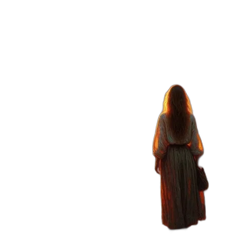 dress, staff, creature, hair transparent PNG cut-out