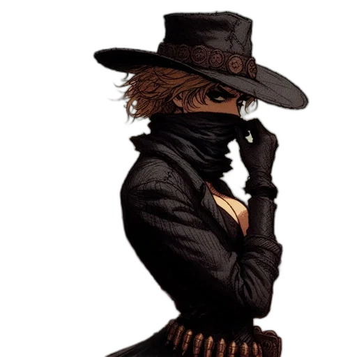 hat, jacket, staff, mask transparent PNG cut-out