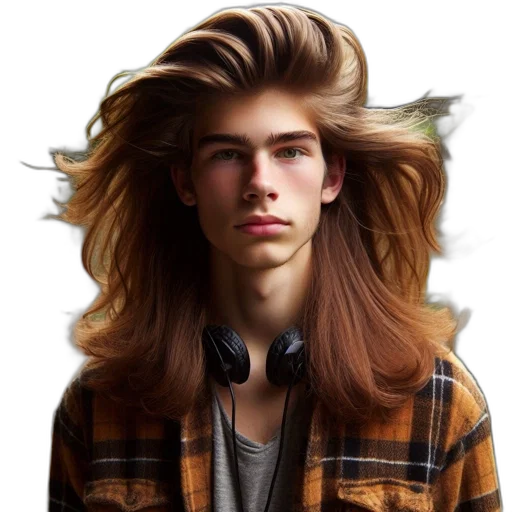 hair, face, jacket, animal transparent PNG cut-out