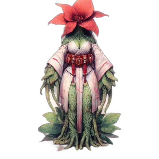 dress, flower, creature, hat transparent PNG cut-out