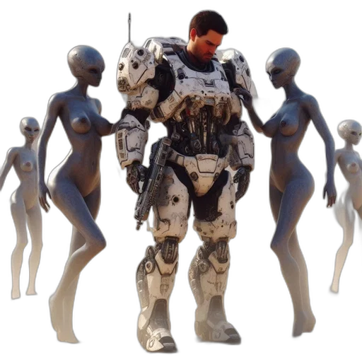 robot, weapon, concept art, 3d render transparent PNG cut-out