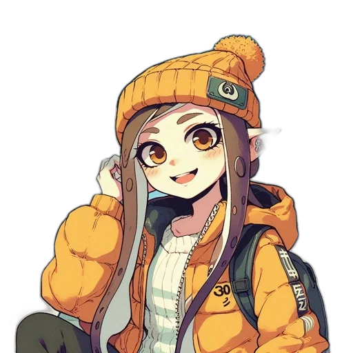 jacket, hat, face, creature transparent PNG cut-out