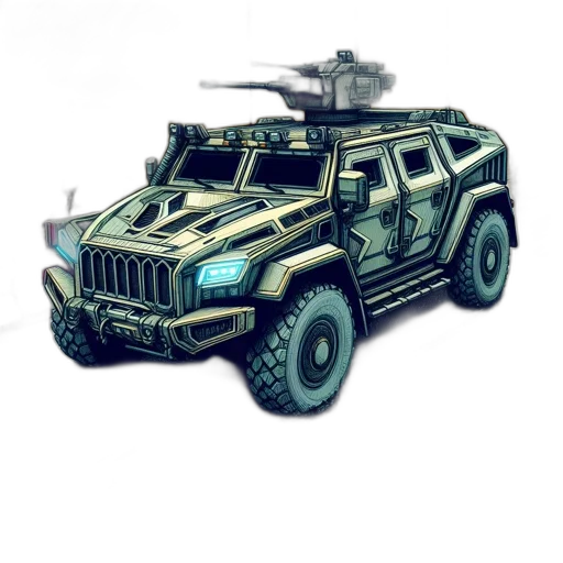 weapon, car, concept art, 3d render transparent PNG cut-out
