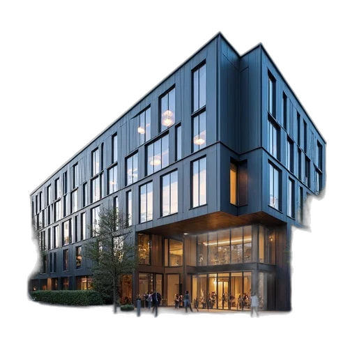 building, 3d render, office, old transparent PNG cut-out