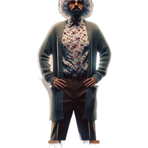 jacket, robot, hat, staff transparent PNG cut-out