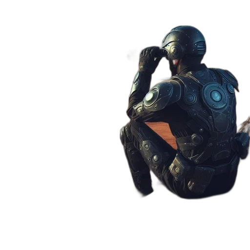 robot, mask, weapon, jacket transparent PNG cut-out