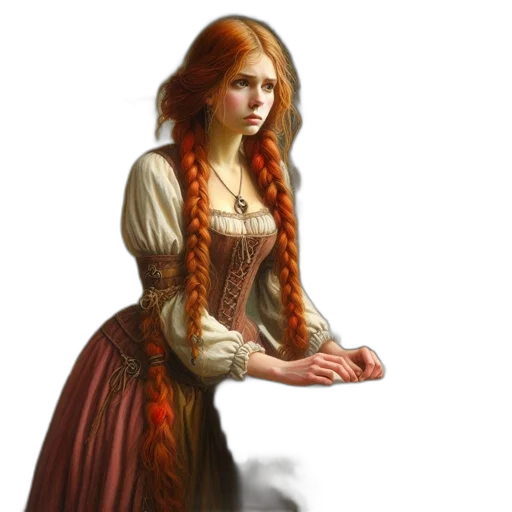 dress, face, jewelry, staff transparent PNG cut-out