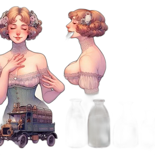 dress, bottle, concept art, watercolor transparent PNG cut-out