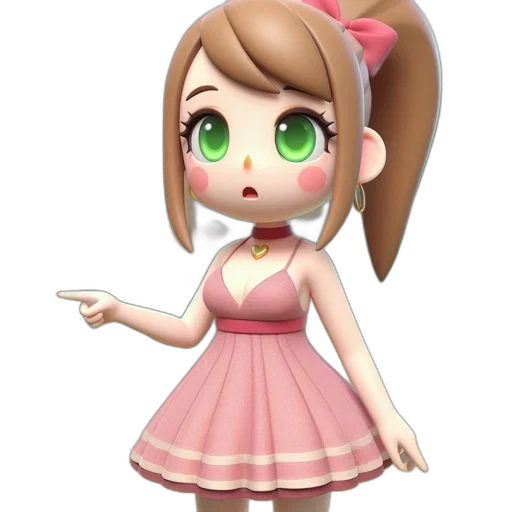 dress, staff, face, 3d render transparent PNG cut-out