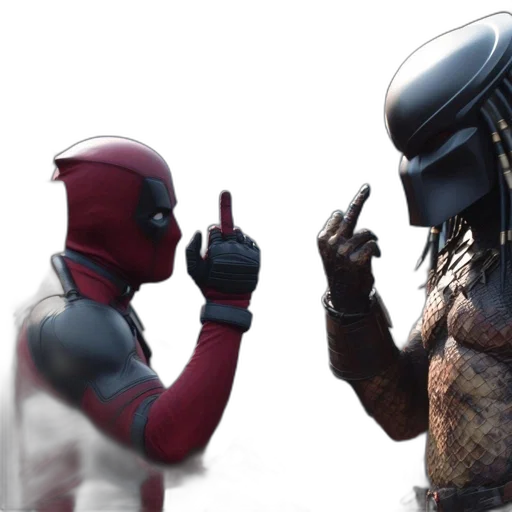 concept art, two, characters, one transparent PNG cut-out