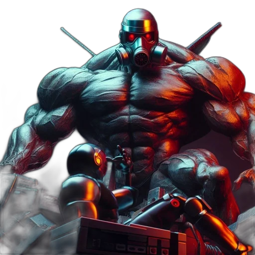 robot, weapon, comic book art, cyberpunk transparent PNG cut-out