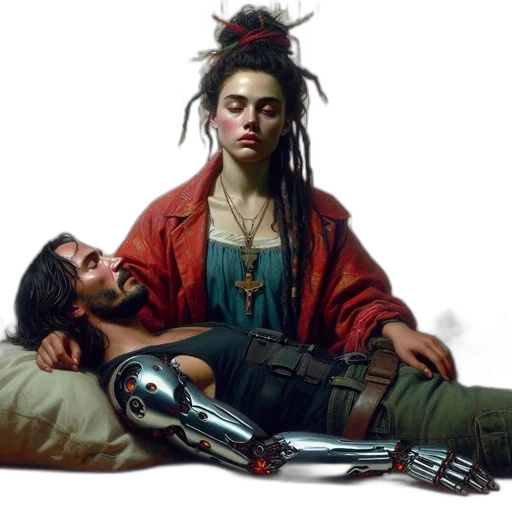 cyberpunk, concept art, photorealistic, oil painting transparent PNG cut-out