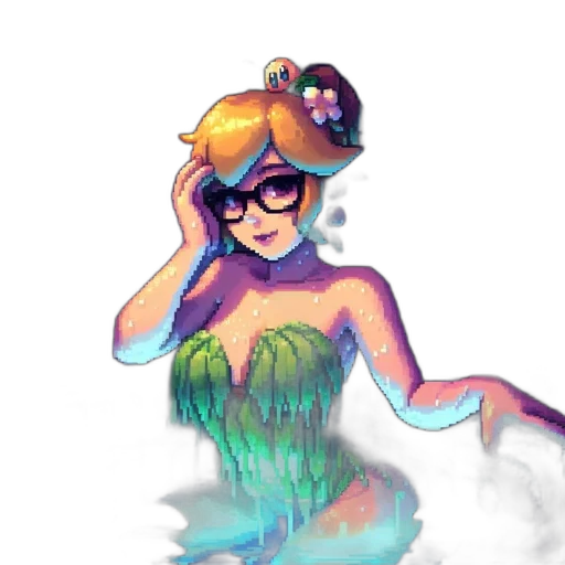 dress, creature, pixel art, vaporwave transparent PNG cut-out