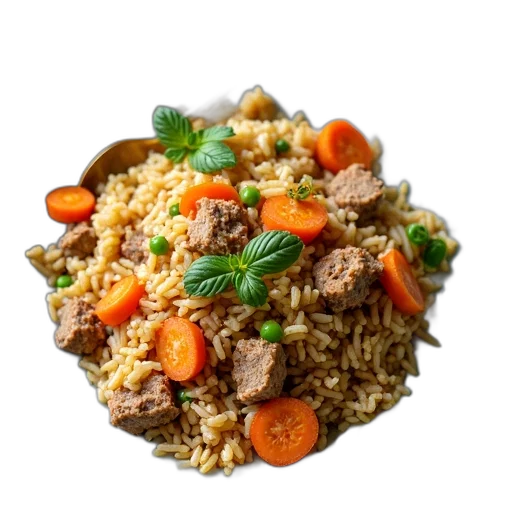 food, plate, rice, meat transparent PNG cut-out