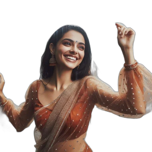 oil painting, woman, traditional, orange transparent PNG cut-out