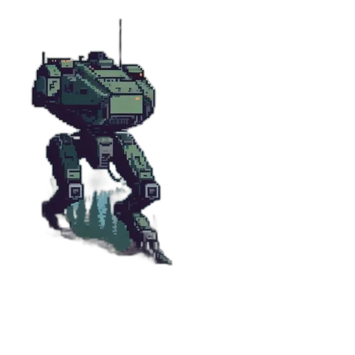 robot, weapon, creature, pixel art transparent PNG cut-out