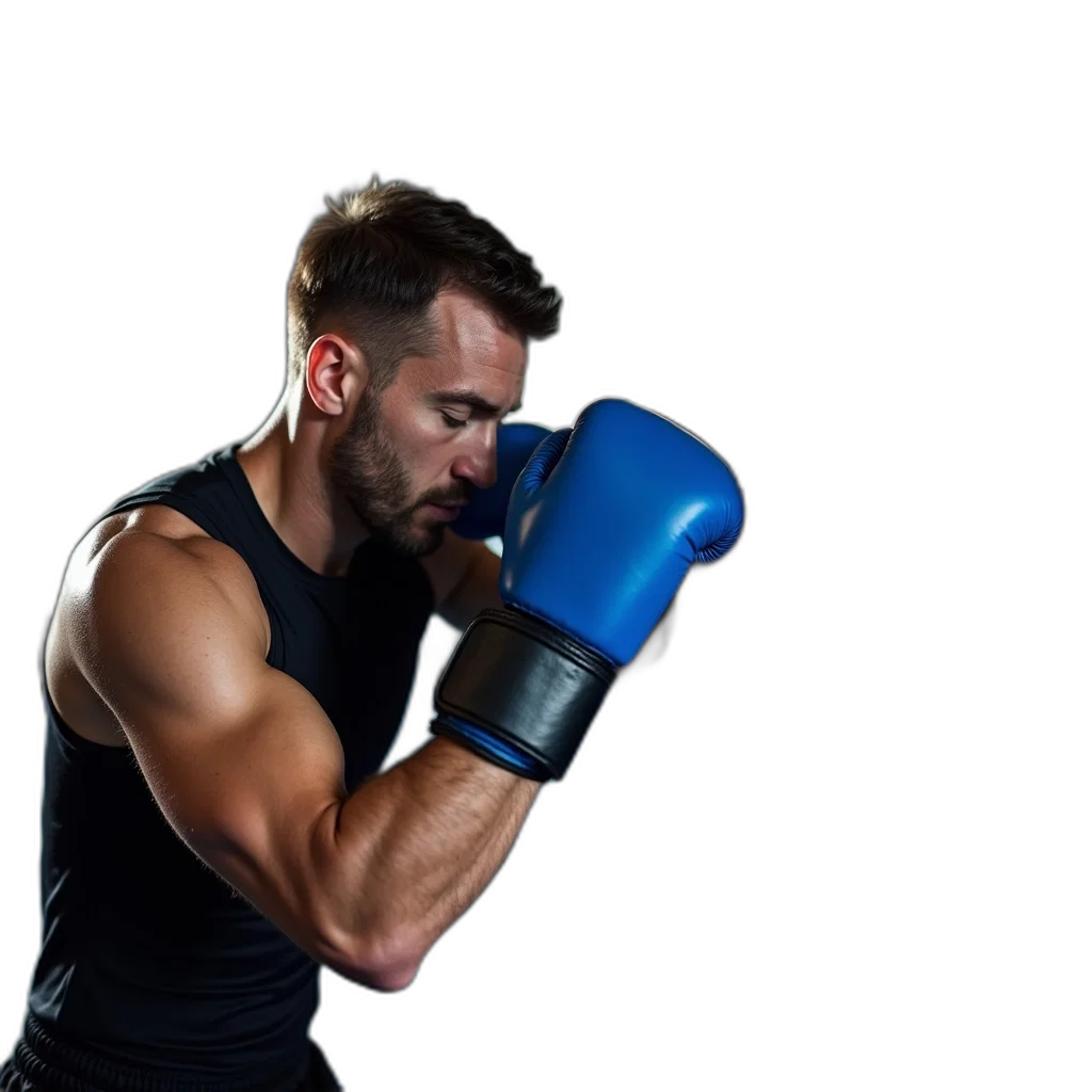 man, wearing, blue, boxing transparent PNG cut-out