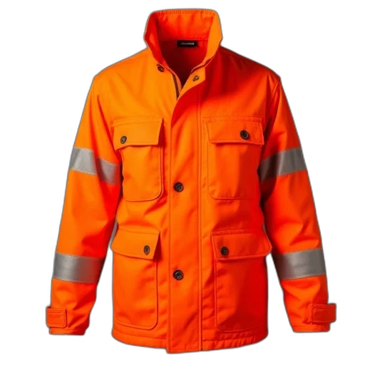 jacket, neon, orange, work transparent PNG cut-out