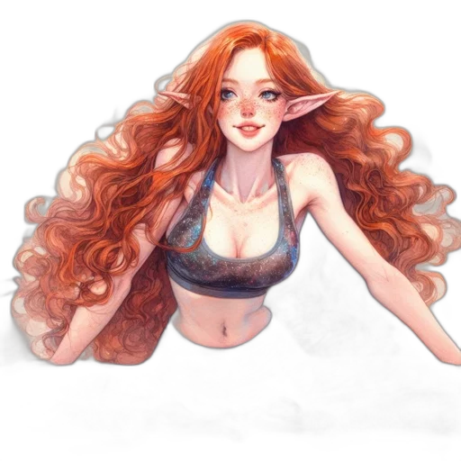 hair, dress, watercolor, fantasy art transparent PNG cut-out