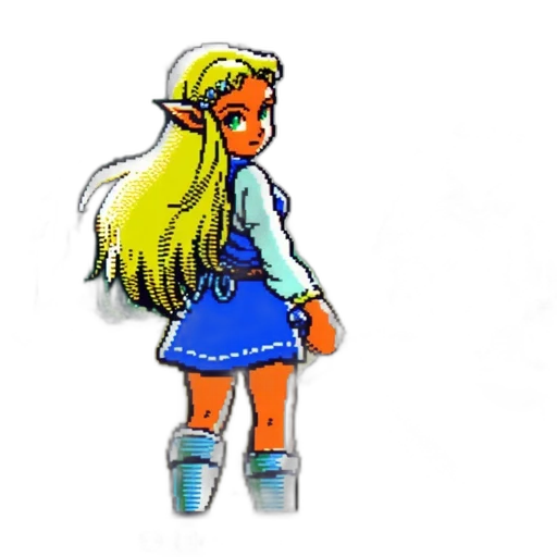 dress, hair, staff, pixel art transparent PNG cut-out