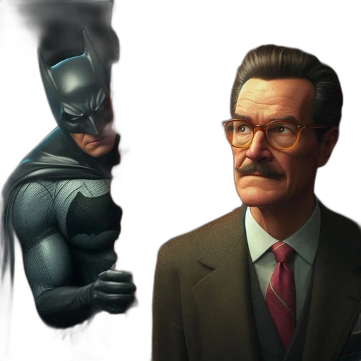 concept art, comic book art, photorealistic, batman transparent PNG cut-out