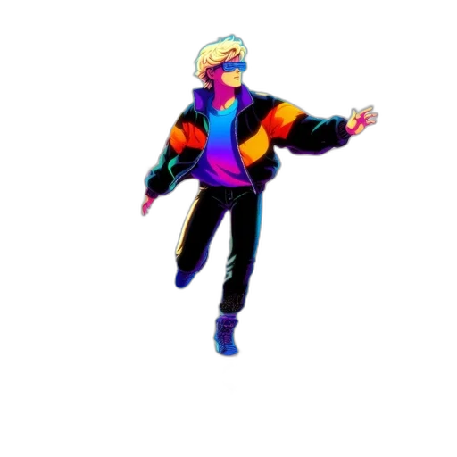 jacket, staff, robot, creature transparent PNG cut-out