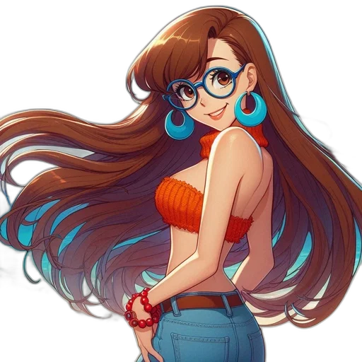 dress, hair, staff, jewelry transparent PNG cut-out
