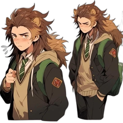 jacket, staff, hair, creature transparent PNG cut-out