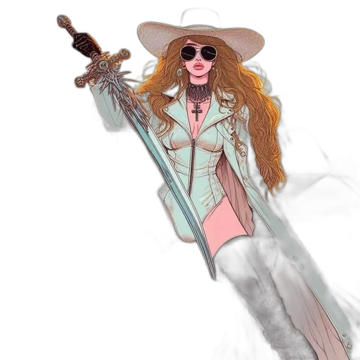jacket, staff, hair, hat transparent PNG cut-out